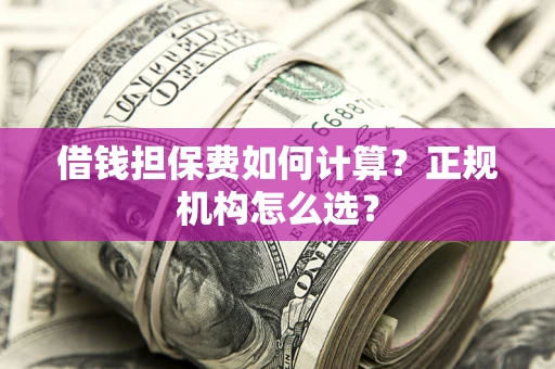 济南借钱担保费如何计算？正规机构怎么选？